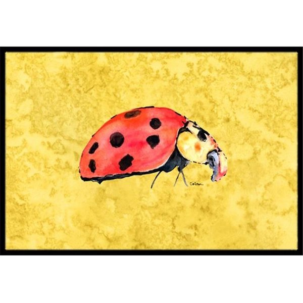 Jensendistributionservices 24 x 36 in. Lady Bug On Yellow Indoor Or Outdoor Doormat MI714612